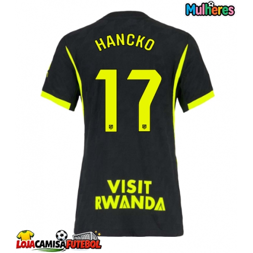 Camisa de Futebol Atletico Madrid David Hancko #17 Equipamento Secundário Mulheres 2026-27 Manga Curta